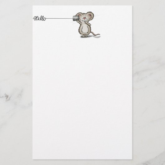 Cute Mouse met een mobiele telefoon via Send2Smile Briefpapier (Voorkant)