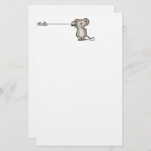 Cute Mouse met een mobiele telefoon via Send2Smile Briefpapier (Voorkant / Achterkant)