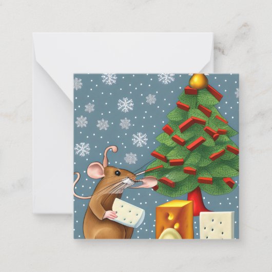 Cute Mouse met Kerstmis Notitiekaartje (Voorkant)