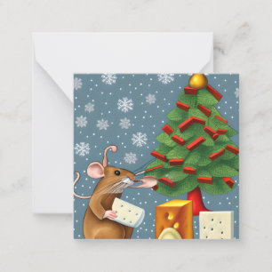 Cute Mouse met Kerstmis Notitiekaartje