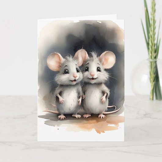 Cute Mouse Mice Best Pals Friends Portret Blanko Kaart (Voorkant)