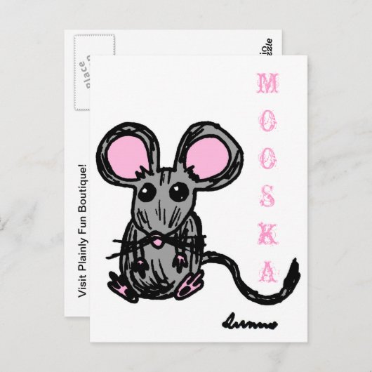 Cute Mouse Mooska Briefkaart (Voorkant / Achterkant)