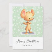 Cute Mouse Musician Message Merry Christmas  Feestdagenkaart (Voorkant)