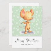 Cute Mouse Musician Message Merry Christmas  Feestdagenkaart (Voorkant / Achterkant)