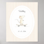Cute Mouse Nursery Name Date Poster (Voorkant)