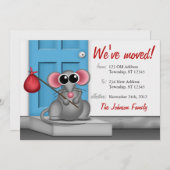 Cute Mouse on Doorstep - Moving Announements Aankondiging (Voorkant / Achterkant)