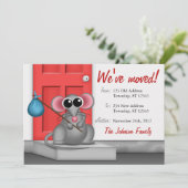 Cute Mouse on Doorstep - Moving Announements Aankondiging (Staand voorkant)