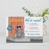 Cute Mouse on Doorstep - Moving Announements Aankondiging (Staand voorkant)