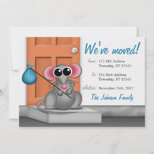 Cute Mouse on Doorstep - Moving Announements Aankondiging