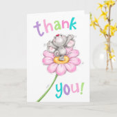 Cute Mouse op Flower, bedankt! Kaart (Gele Bloem)