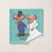 Cute mouse-paar cartoon illustratie bad handdoek (Wasdoekje)