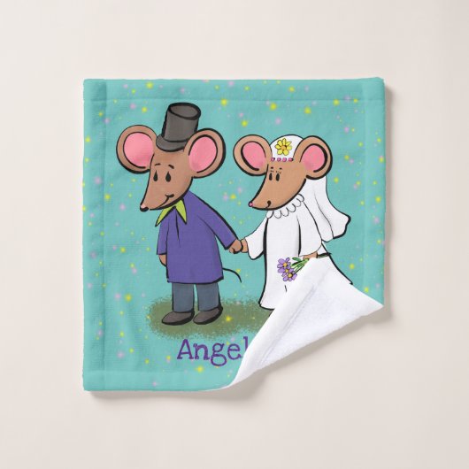 Cute mouse-paar cartoon illustratie bad handdoek (Wasdoekje)