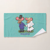 Cute mouse-paar cartoon illustratie bad handdoek (Handdoek)