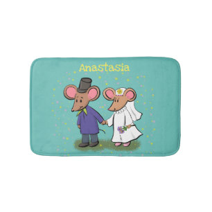 Cute mouse-paar cartoon illustratie badmat
