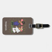 Cute mouse-paar cartoon illustratie bagagelabel (Voorkant horizontaal)