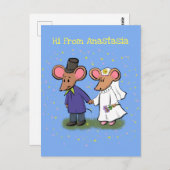 Cute mouse-paar cartoon illustratie briefkaart (Voorkant / Achterkant)
