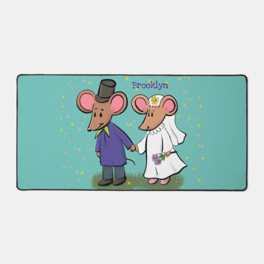Cute mouse-paar cartoon illustratie bureaumat (Voorkant)