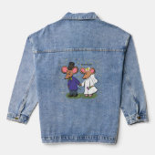 Cute mouse-paar cartoon illustratie denim jacket (Achterkant)