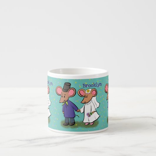 Cute mouse-paar cartoon illustratie espresso kop (Voorkant)