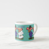 Cute mouse-paar cartoon illustratie espresso kop (Voorkant rechts)