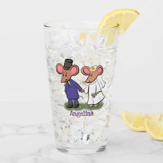 Cute mouse-paar cartoon illustratie glas (Achterkant ijs)