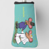 Cute mouse-paar cartoon illustratie golfheadcover (Draai 90)