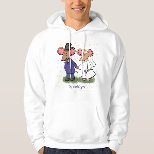 Cute mouse-paar cartoon illustratie hoodie (Voorkant)
