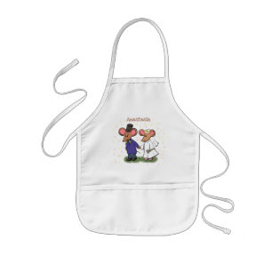 Cute mouse-paar cartoon illustratie kinder schort
