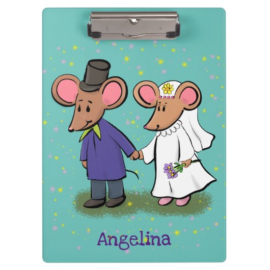 Cute mouse-paar cartoon illustratie klembord (Voorkant)