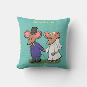 Cute mouse-paar cartoon illustratie kussen
