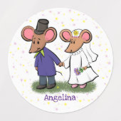 Cute mouse-paar cartoon illustratie labels (Design 1)