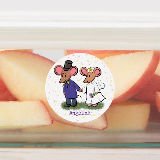 Cute mouse-paar cartoon illustratie labels (Aangebracht)