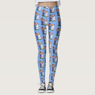 Cute mouse-paar cartoon illustratie leggings