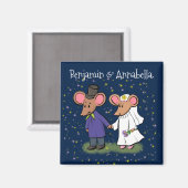 Cute mouse-paar cartoon illustratie magneet (Voorkant / Achterkant)