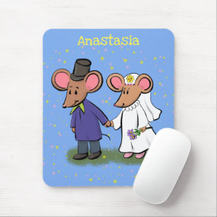 Cute mouse-paar cartoon illustratie muismat