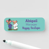 Cute mouse-paar cartoon illustratie naamplaatje (In situ)