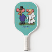 Cute mouse-paar cartoon illustratie pickleball paddle (Voorkant)