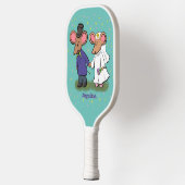 Cute mouse-paar cartoon illustratie pickleball paddle (Links)