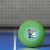 Cute mouse-paar cartoon illustratie pingpongbal (Net)