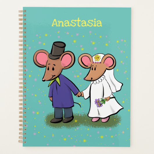 Cute mouse-paar cartoon illustratie planner (Voorkant)