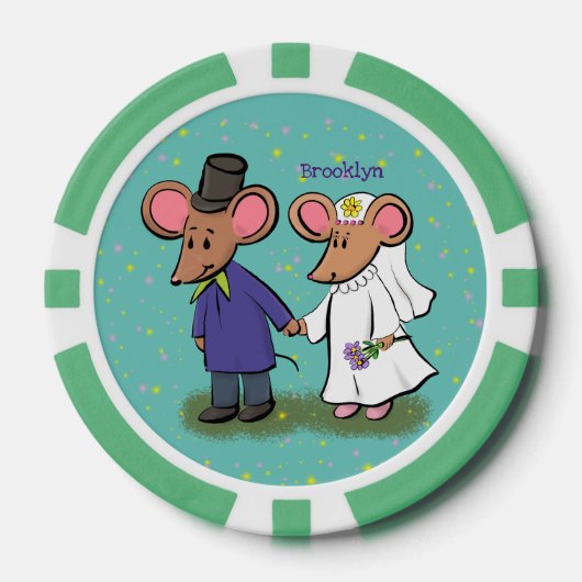 Cute mouse-paar cartoon illustratie poker chips (Voorkant)