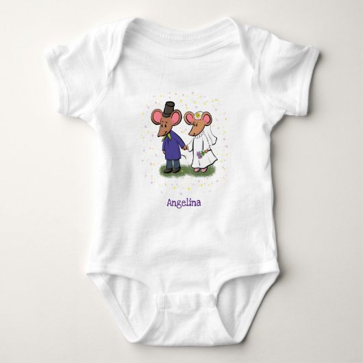 Cute mouse-paar cartoon illustratie romper (Voorkant)