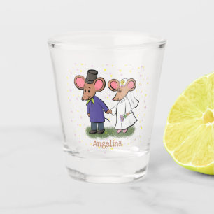 Cute mouse-paar cartoon illustratie shot glas