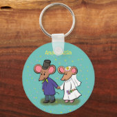 Cute mouse-paar cartoon illustratie sleutelhanger (Voorkant)