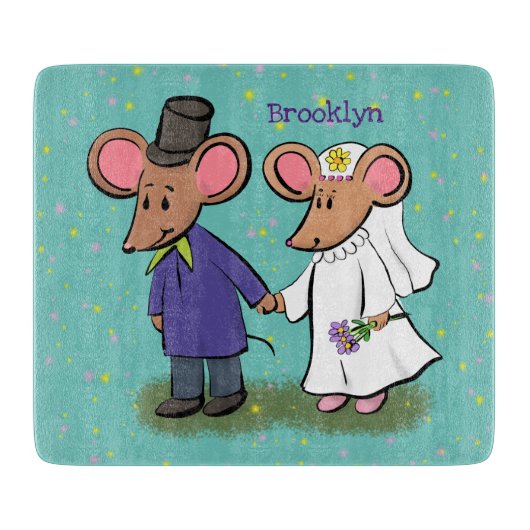 Cute mouse-paar cartoon illustratie snijplank (Voorkant)