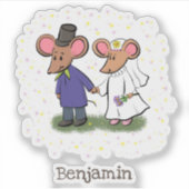 Cute mouse-paar cartoon illustratie sticker (Voorkant)