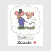 Cute mouse-paar cartoon illustratie sticker (Vel)