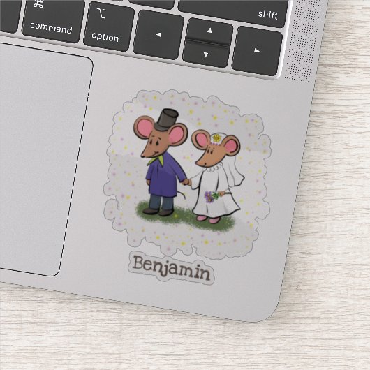 Cute mouse-paar cartoon illustratie sticker (Detail)