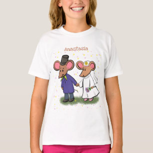 Cute mouse-paar cartoon illustratie t-shirt