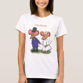 Cute mouse-paar cartoon illustratie t-shirt (Voorkant)